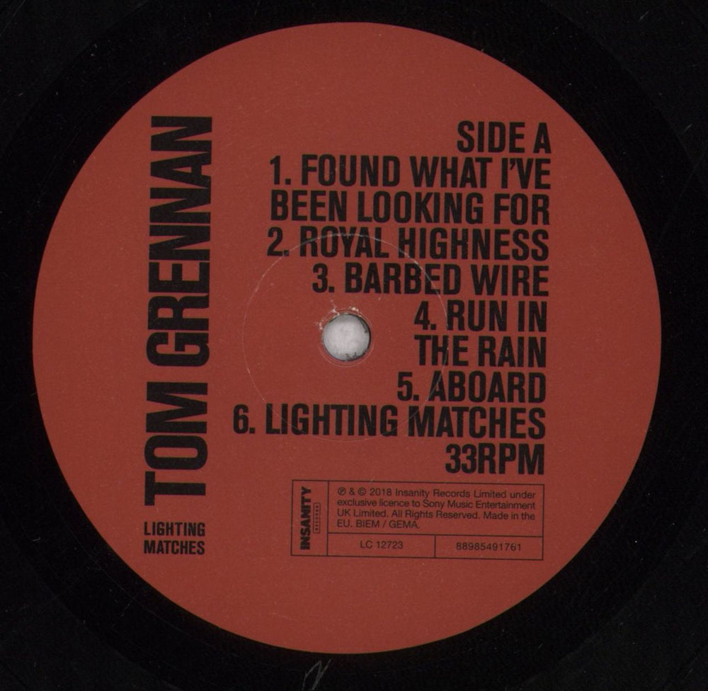 Tom Grennan Lighting Matches UK vinyl LP album (LP record) 0SNLPLI845387