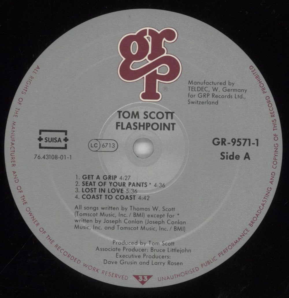Tom Scott Flashpoint German vinyl LP album (LP record) S6TLPFL860091