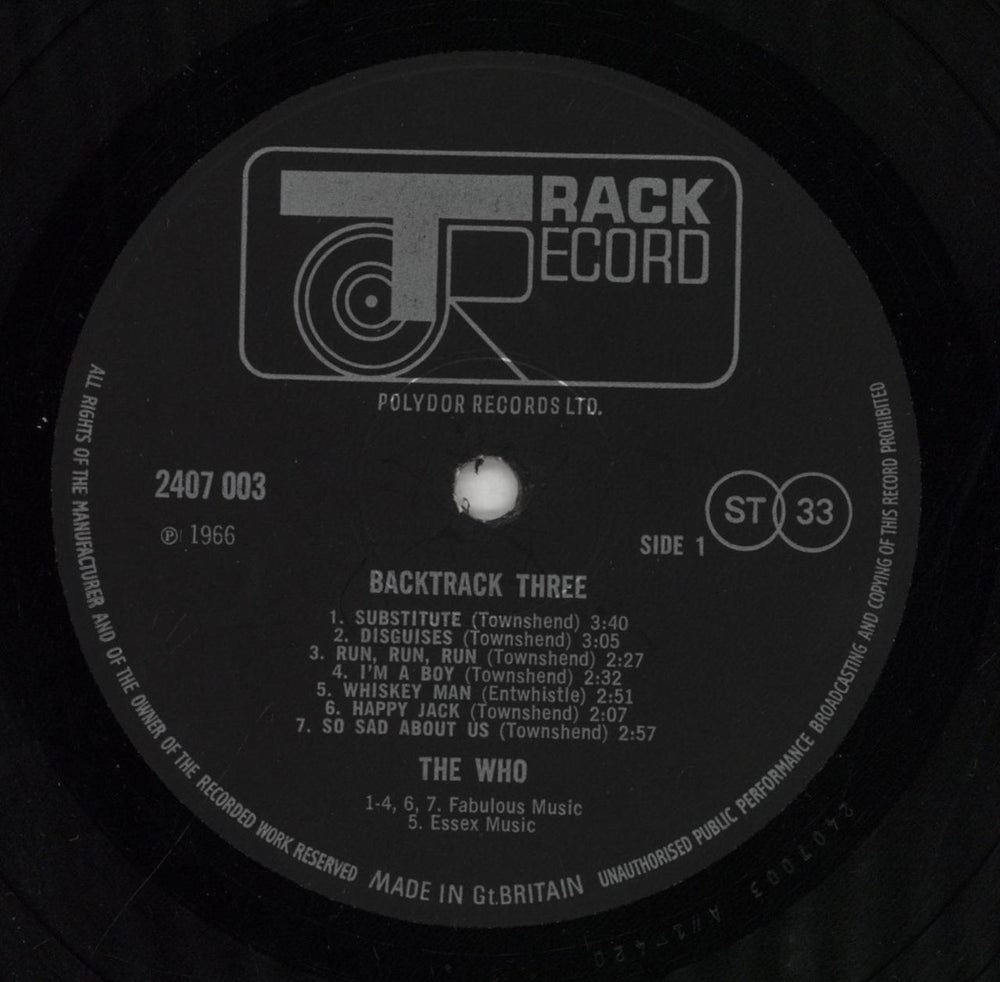 Track Records Backtrack 3 - EX UK vinyl LP album (LP record) 5TRLPBA283104