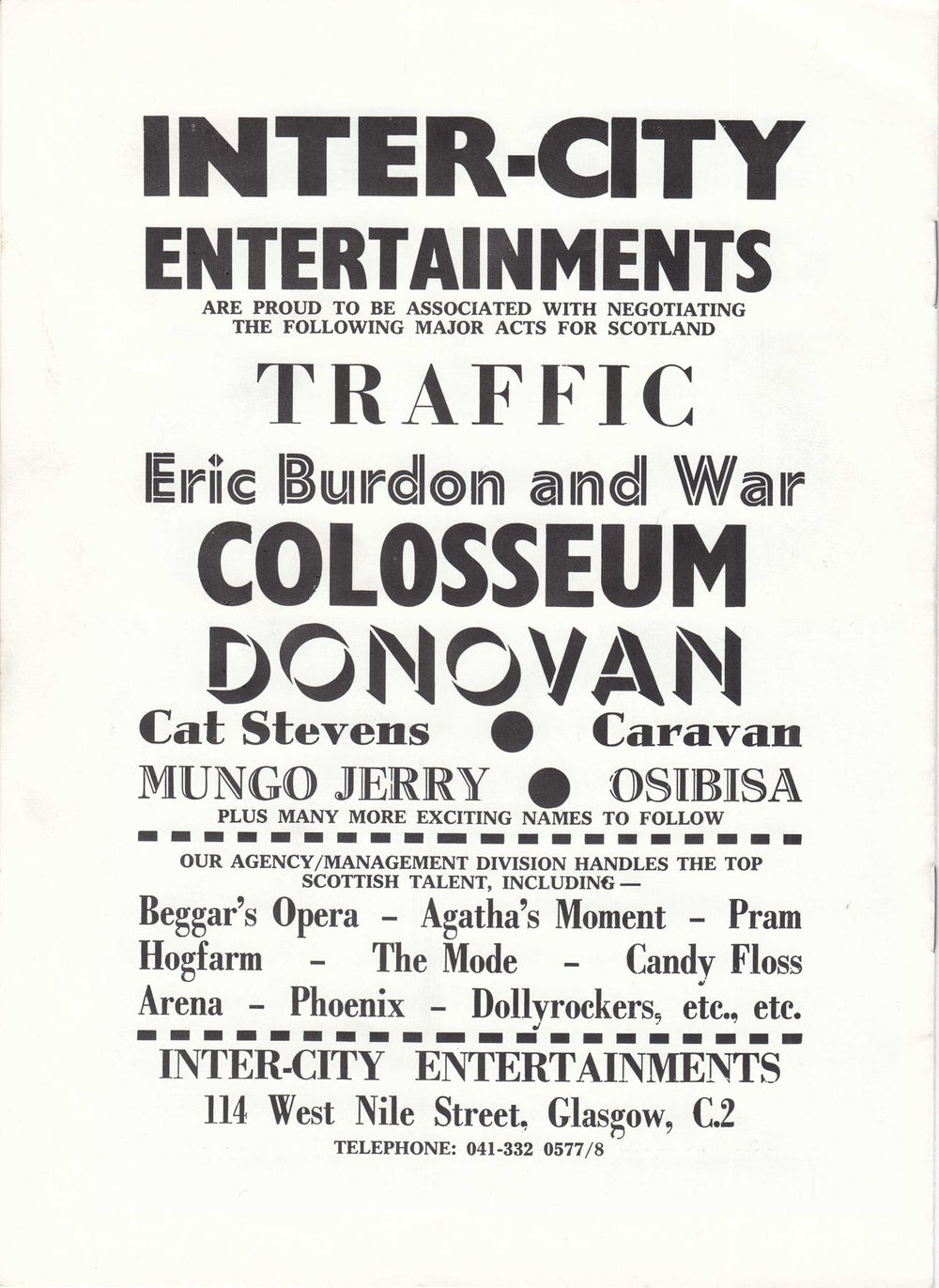 Traffic In Concert + Ticket Stub UK tour programme PROGRAMME