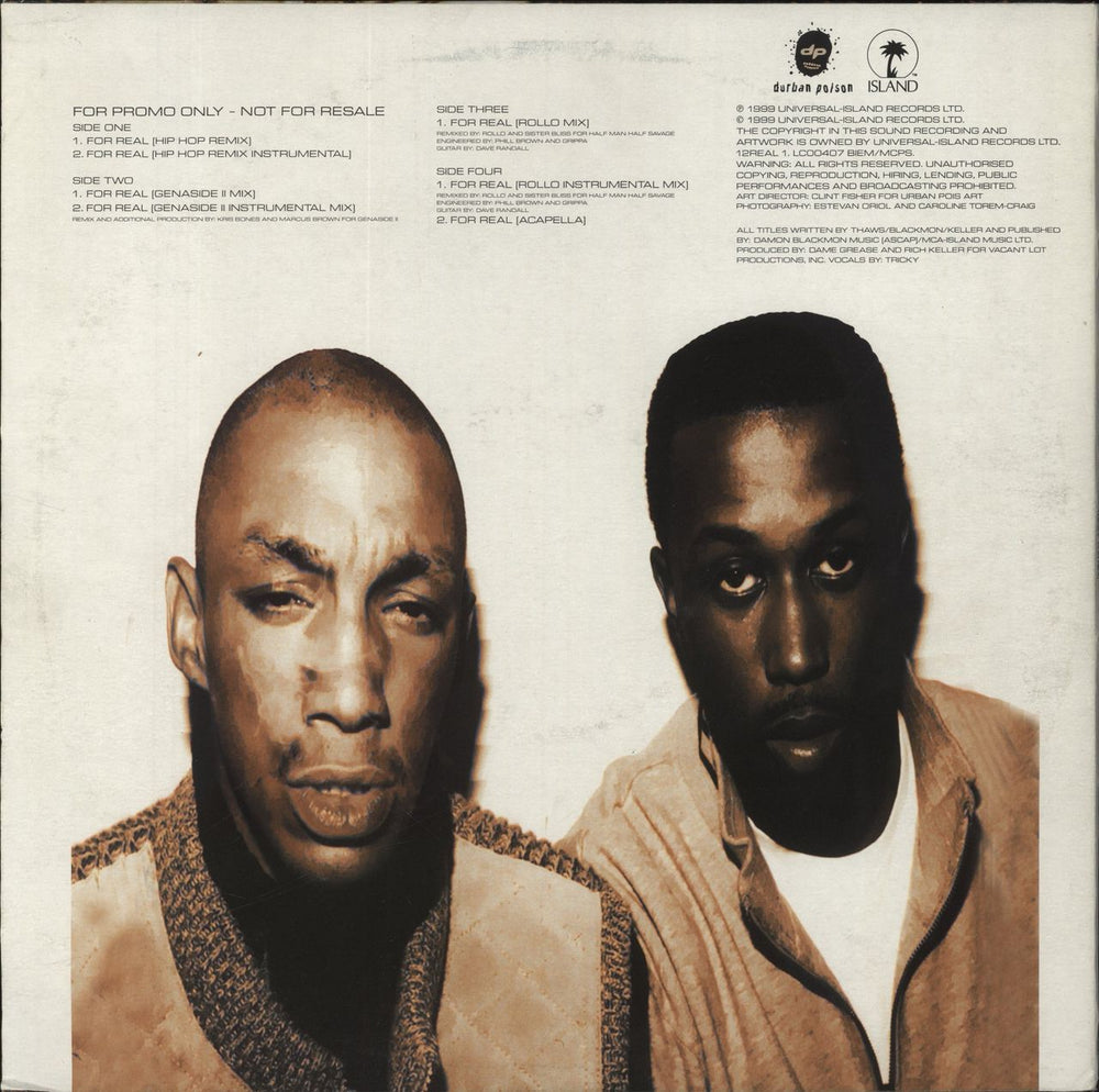 Tricky For Real UK Promo 12" vinyl single (12 inch record / Maxi-single)