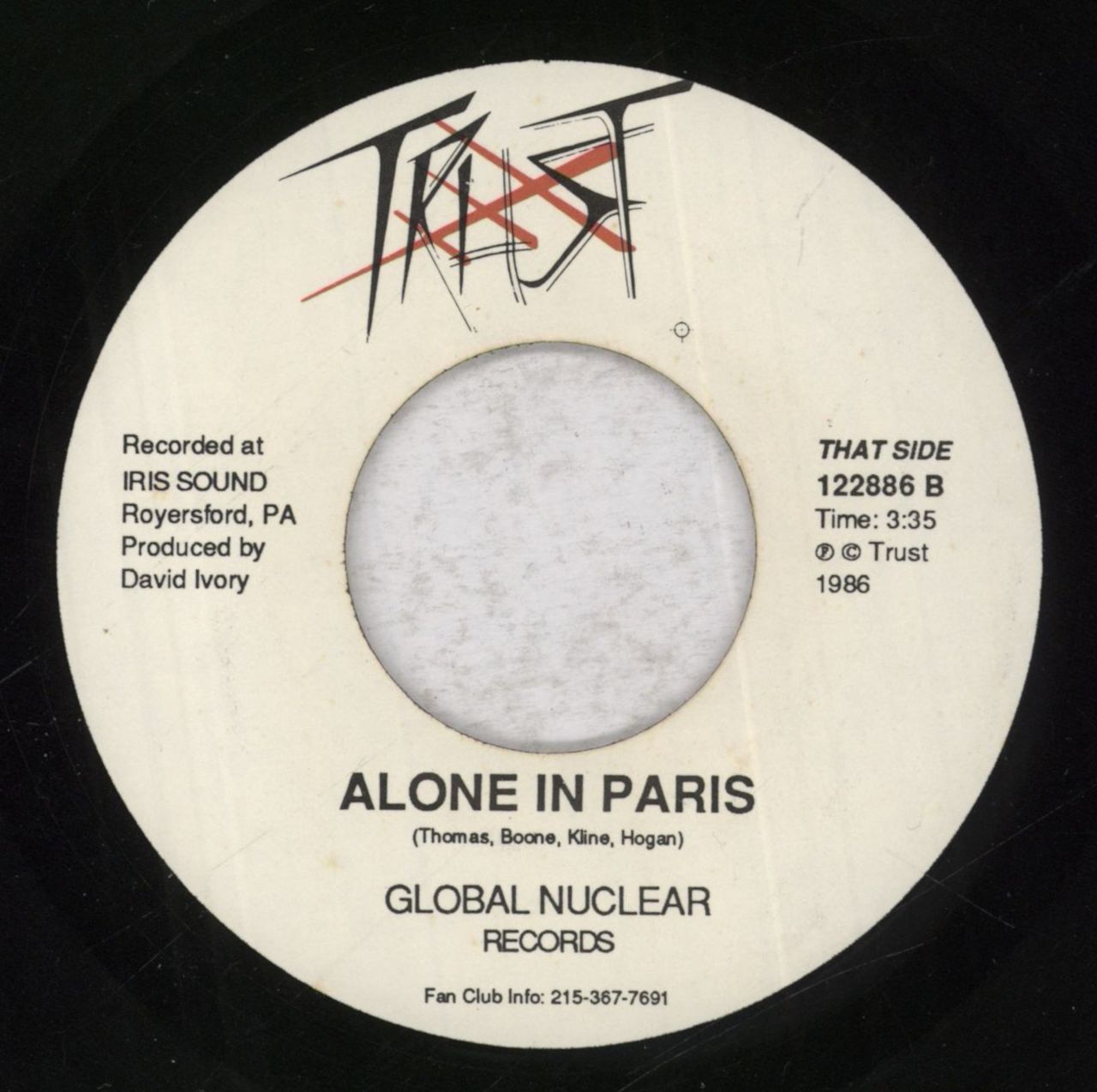 Trust [AOR] Nuclear Age US 7" vinyl single (7 inch record / 45)