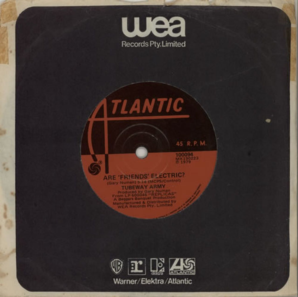 Tubeway Army Are 'Friends' Electric? Australian 7" vinyl single (7 inch record / 45) 100094