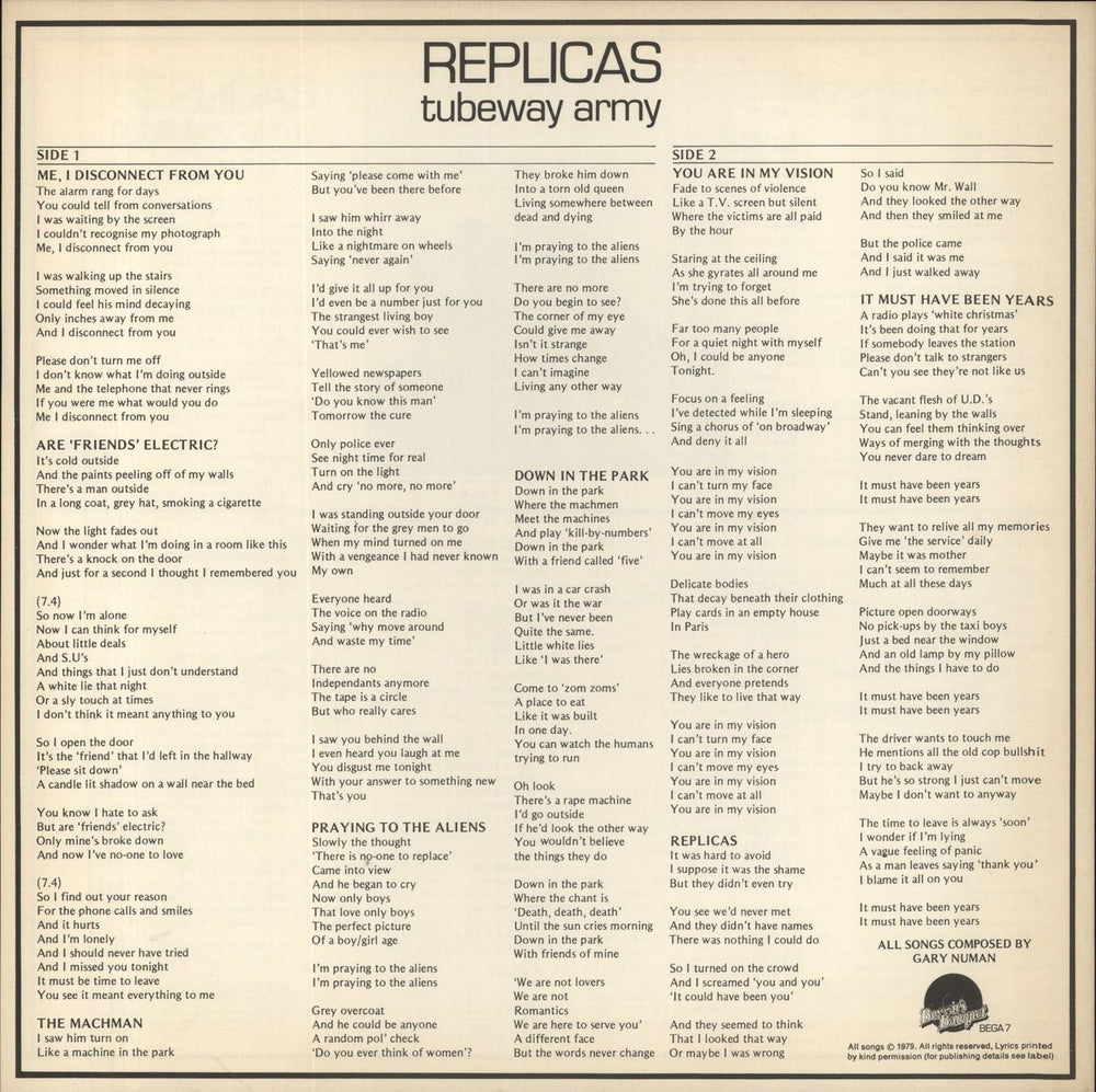 Tubeway Army Replicas + Obi & Flyer Japanese Promo vinyl LP album (LP record) 1979