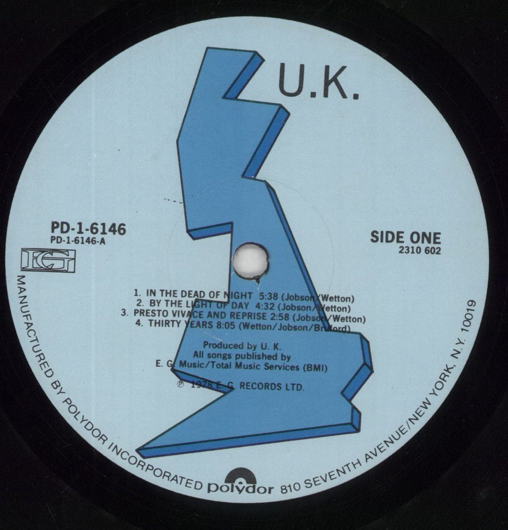 U.K. U.K. US vinyl LP album (LP record) U-KLPUK285634