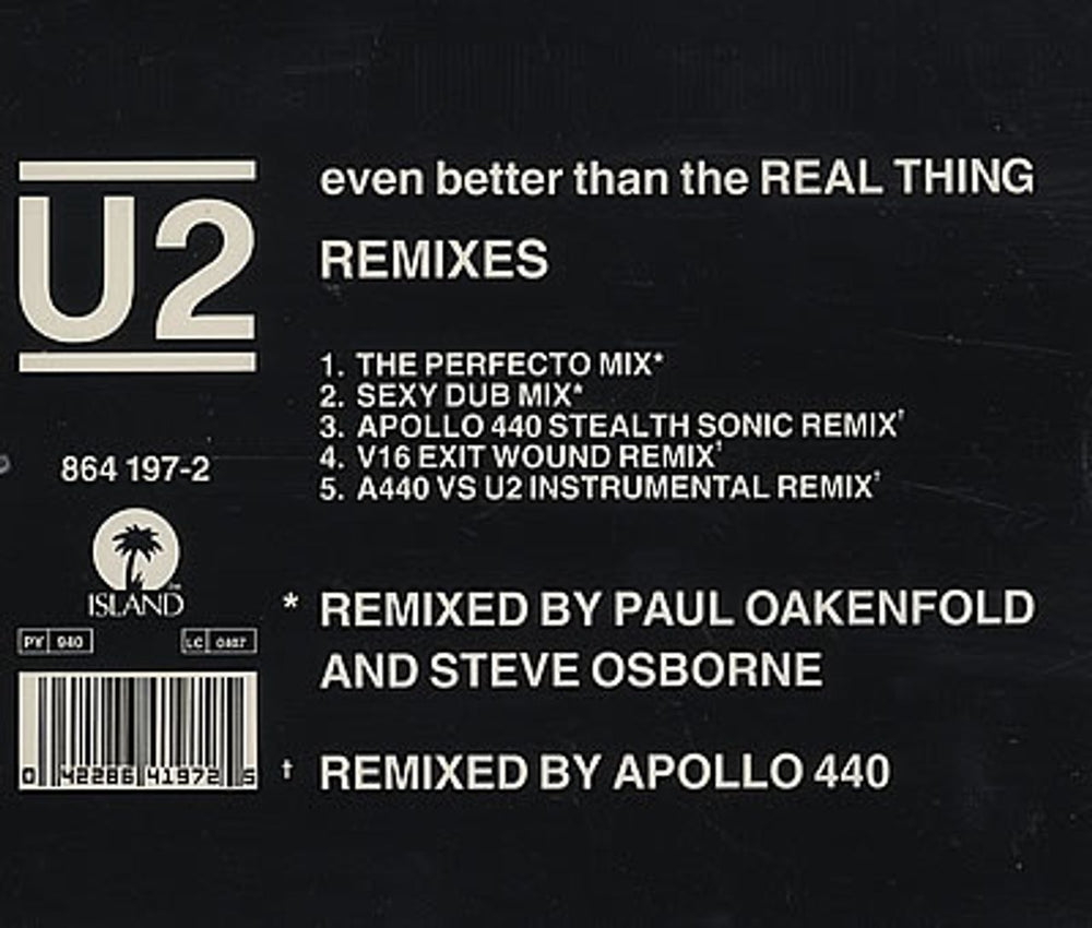 U2 Even Better Than The Real Thing - Remixes French CD single (CD5 / 5") 864197-2