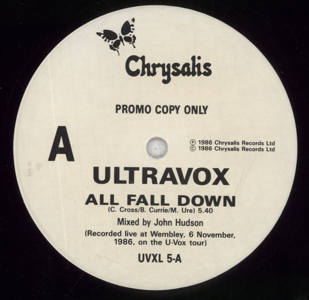Ultravox All Fall Down UK Promo 12" vinyl single (12 inch record / Maxi-single) UVXL5