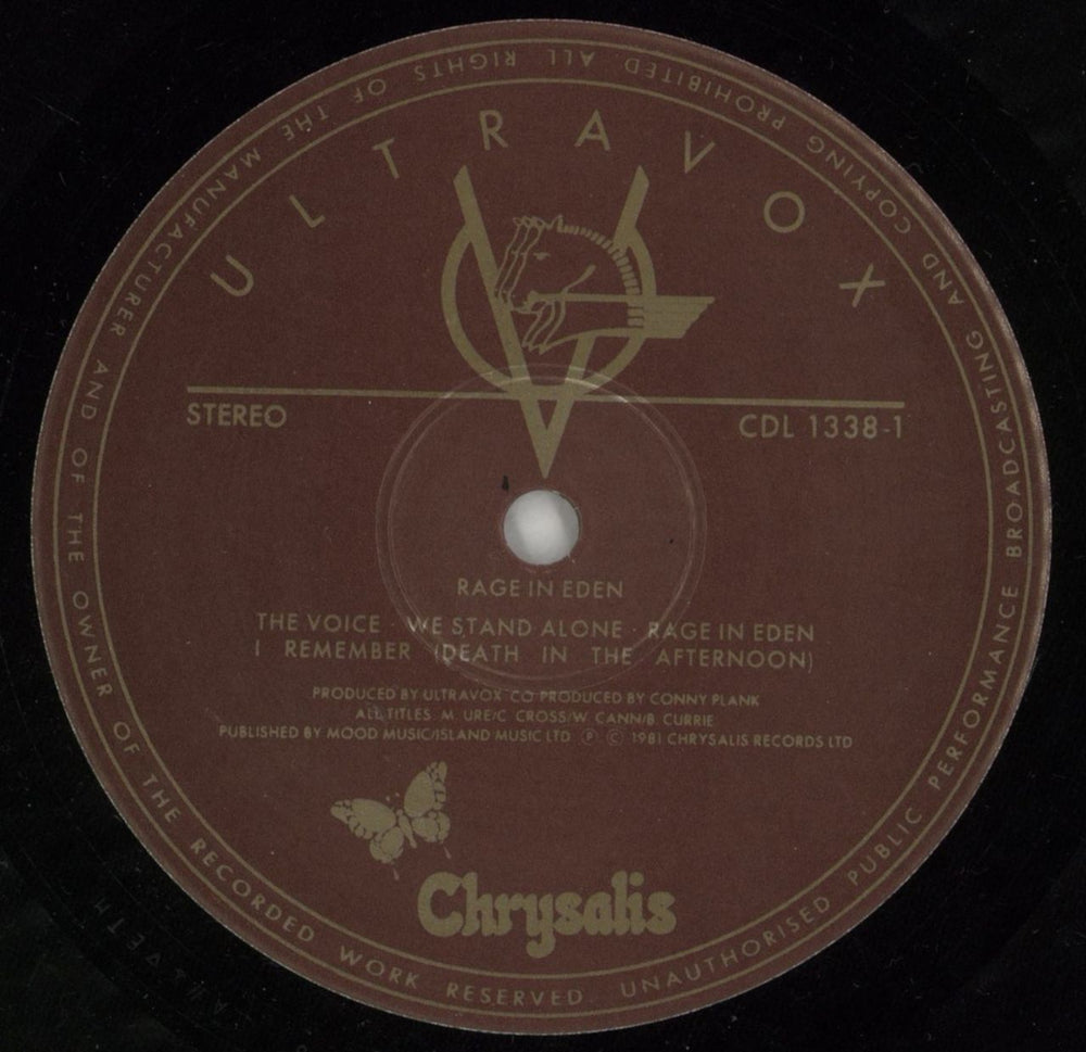 Ultravox Rage In Eden UK vinyl LP album (LP record) VOXLPRA577975