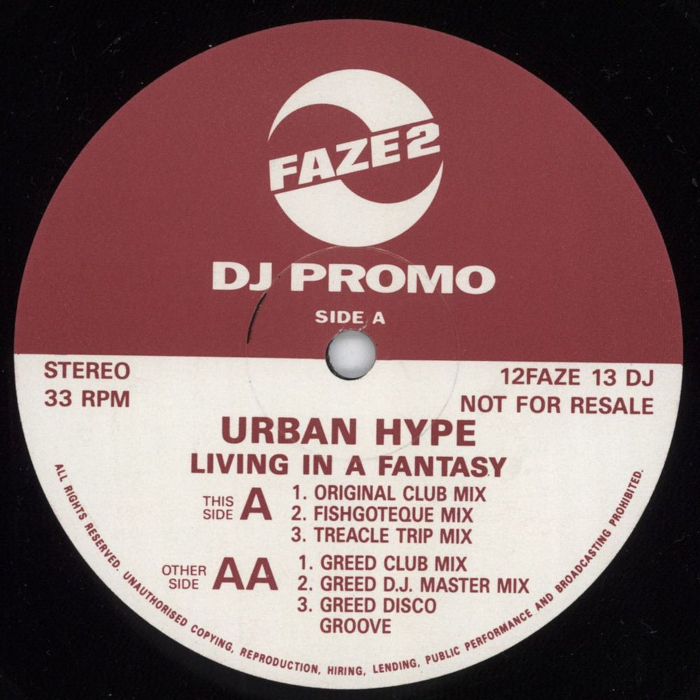 Urban Hype Living In A Fantasy - DJ Promo UK 12" vinyl single (12 inch record / Maxi-single) 12FAZE13DJ