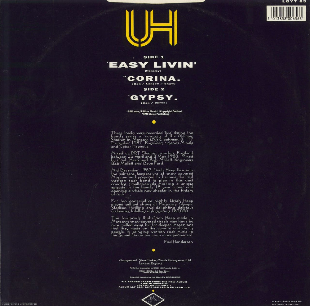 Uriah Heep Easy Livin' - Red Vinyl + Poster - EX UK 12" vinyl single (12 inch record / Maxi-single) 5013858006563