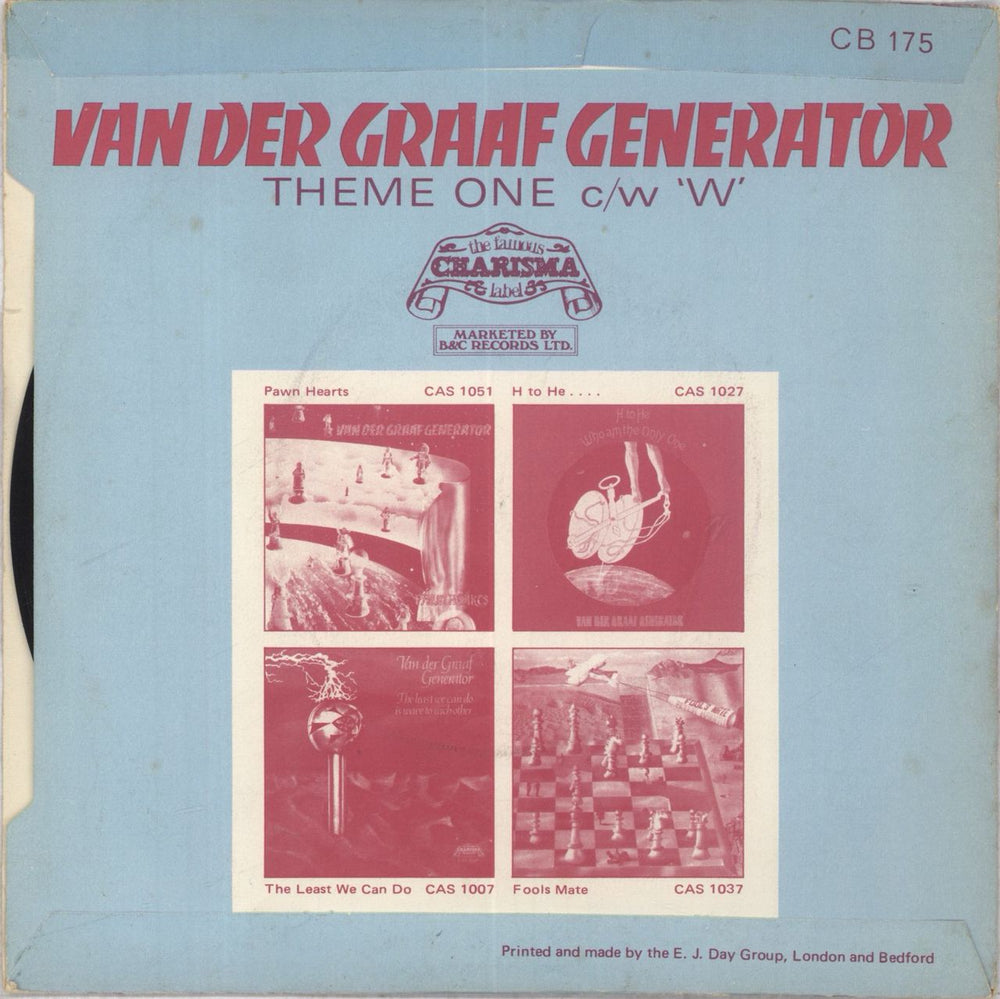 Van Der Graaf Generator Theme One - P/S - EX UK 7" vinyl single (7 inch record / 45)