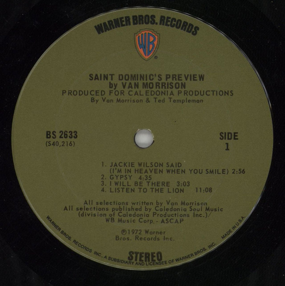 Van Morrison Saint Dominic's Preview + Insert US vinyl LP album (LP record) VMOLPSA864533