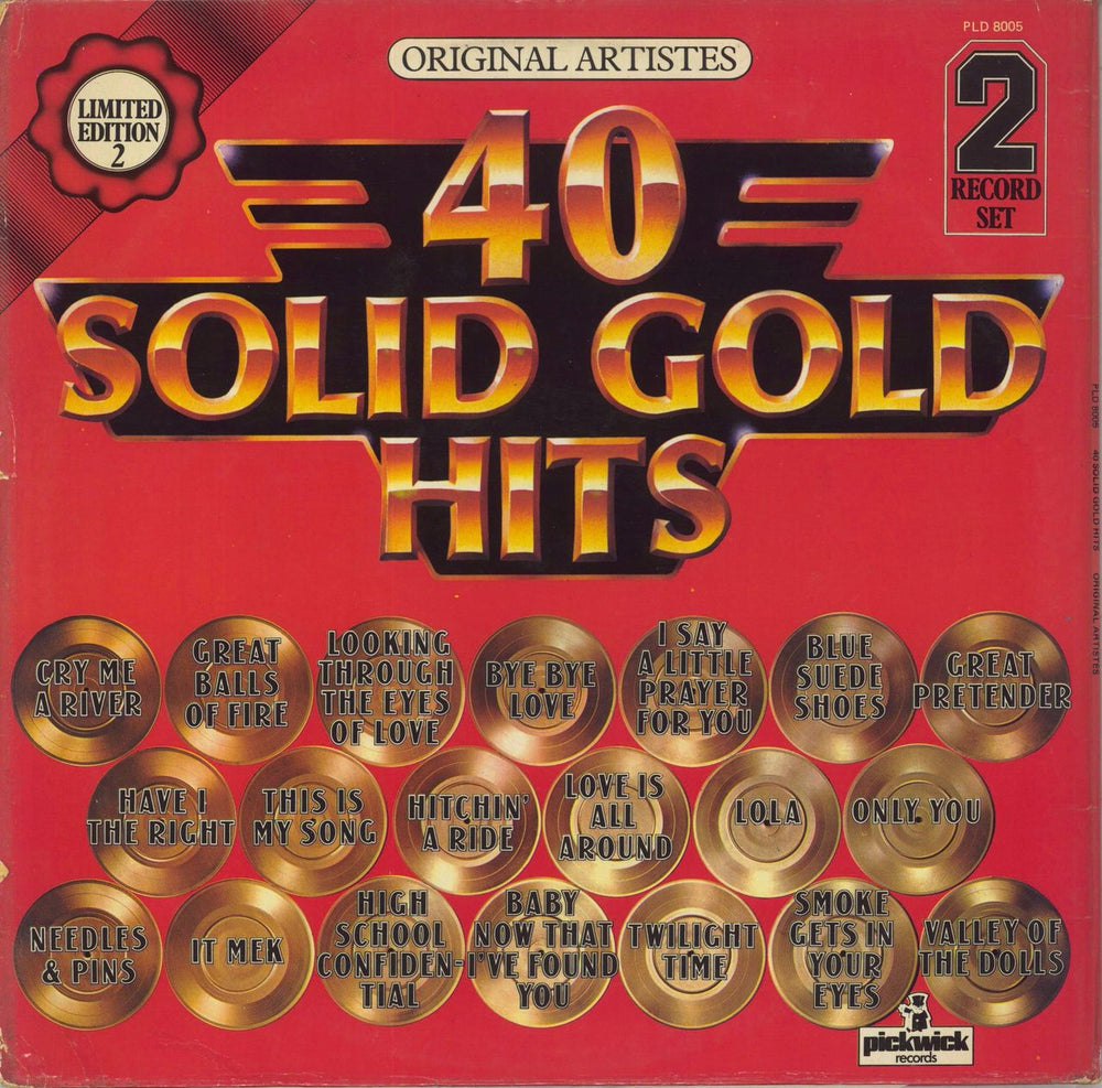 Various-60s & 70s 40 Solid Gold Hits UK 2-LP vinyl record set (Double LP Album)