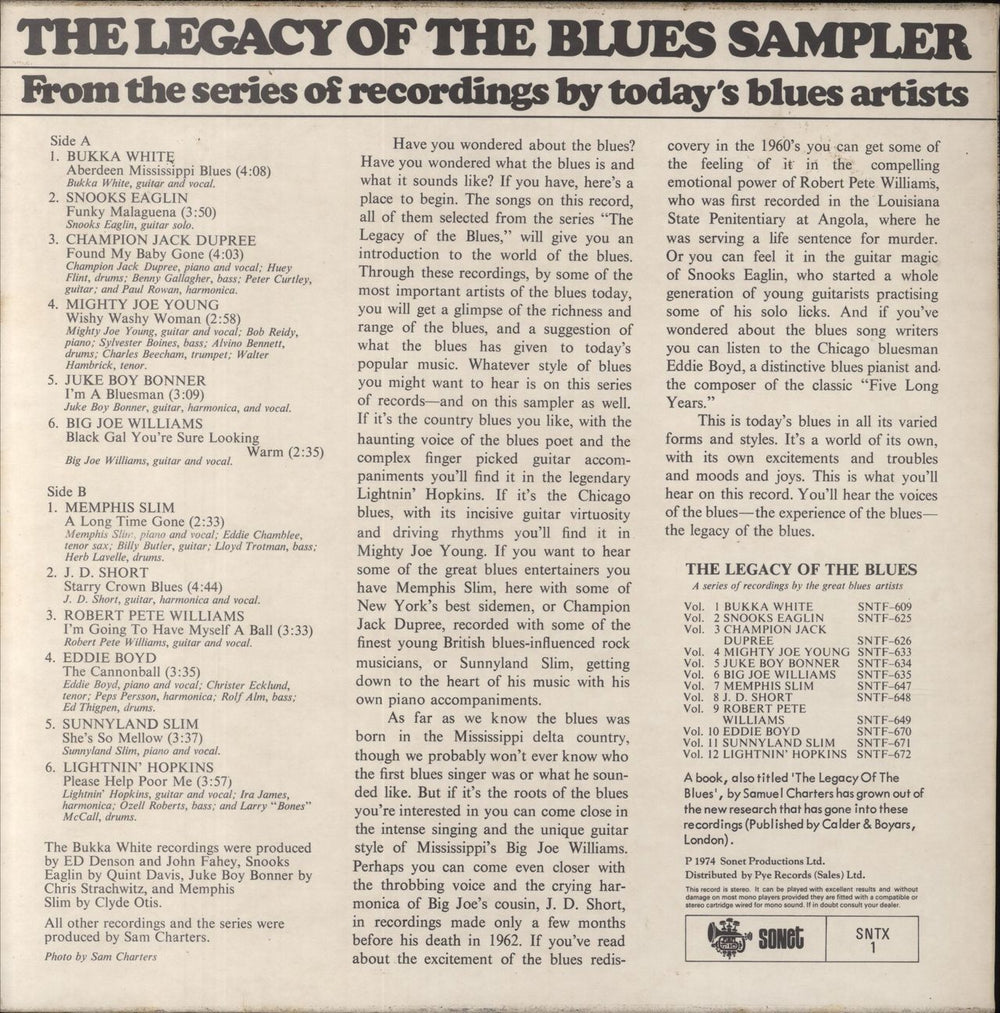 Various-Blues & Gospel The Legacy Of The Blues Sampler UK vinyl LP album (LP record)