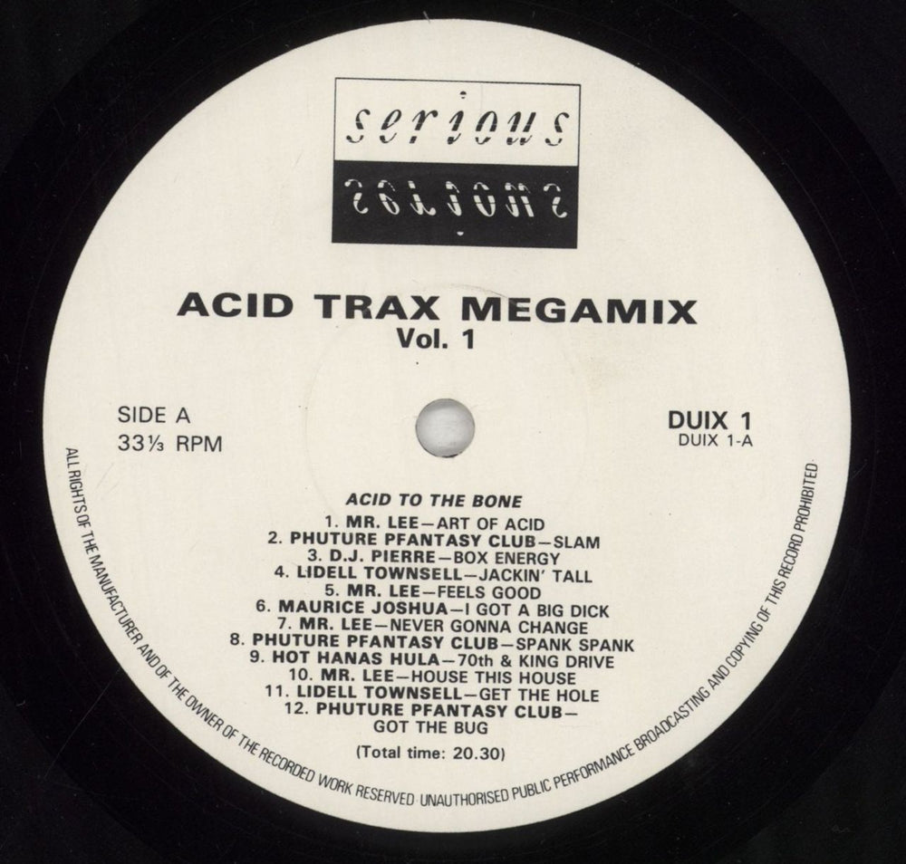Various-Dance Acid Trax Megamix UK vinyl LP album (LP record) D.VLPAC853988