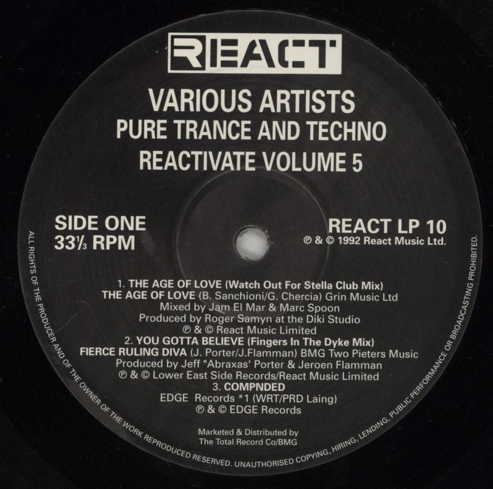 Various-Dance Reactivate Five - Pure Trance And Techno UK 2-LP vinyl record set (Double LP Album) D.V2LRE861534