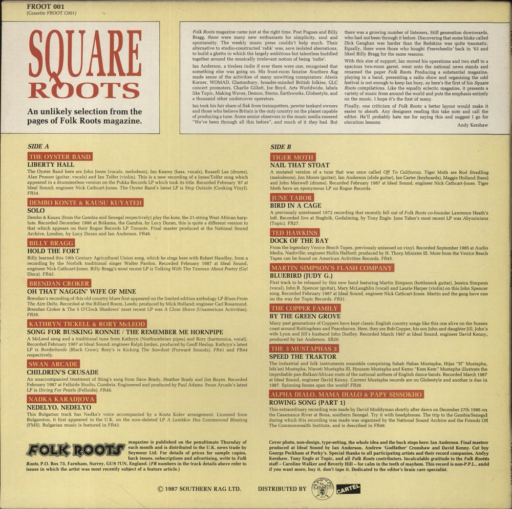 Various-Folk Square Roots UK vinyl LP album (LP record)