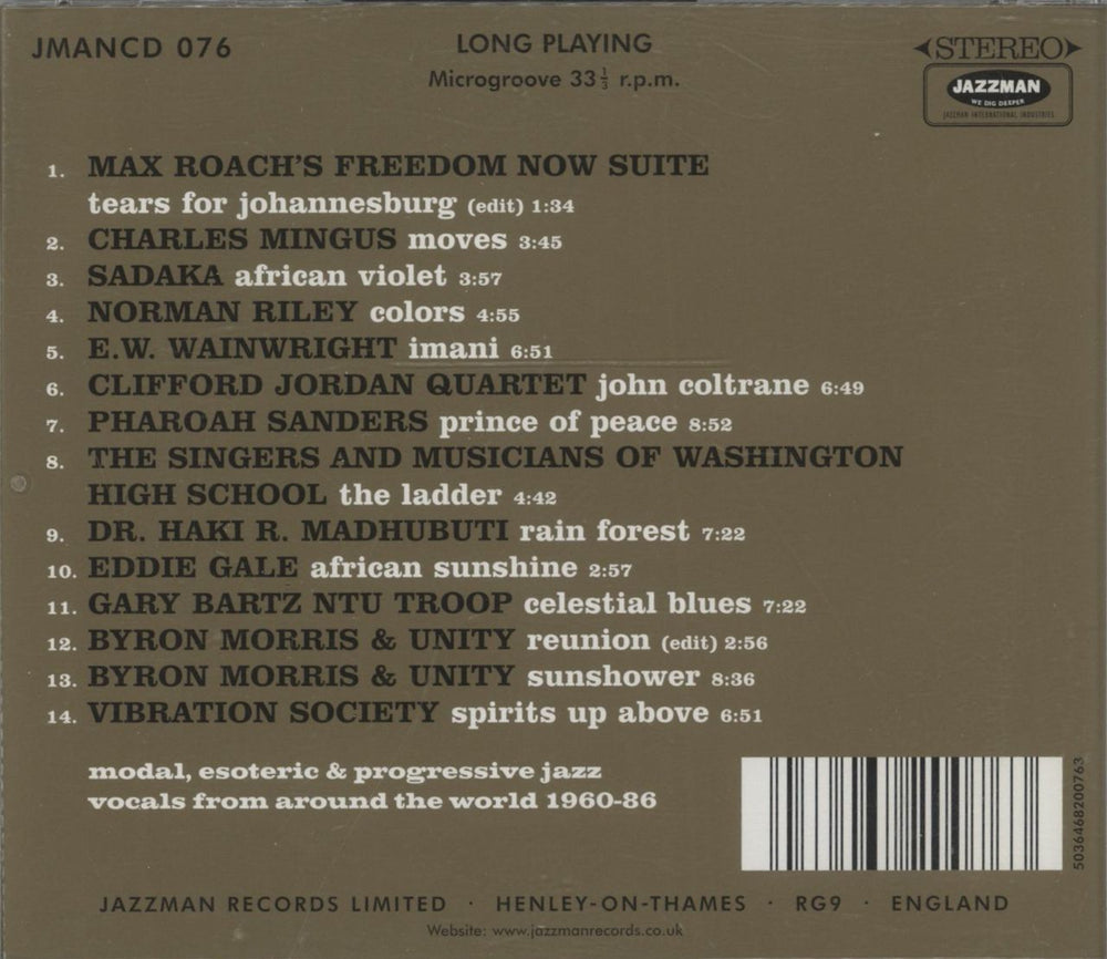 Various-Jazz Spiritual Jazz 6 - Vocals (Modal, Esoteric, Progressive Jazz Vocals From Around The World 1960-1986) UK CD album (CDLP) 5036468200763