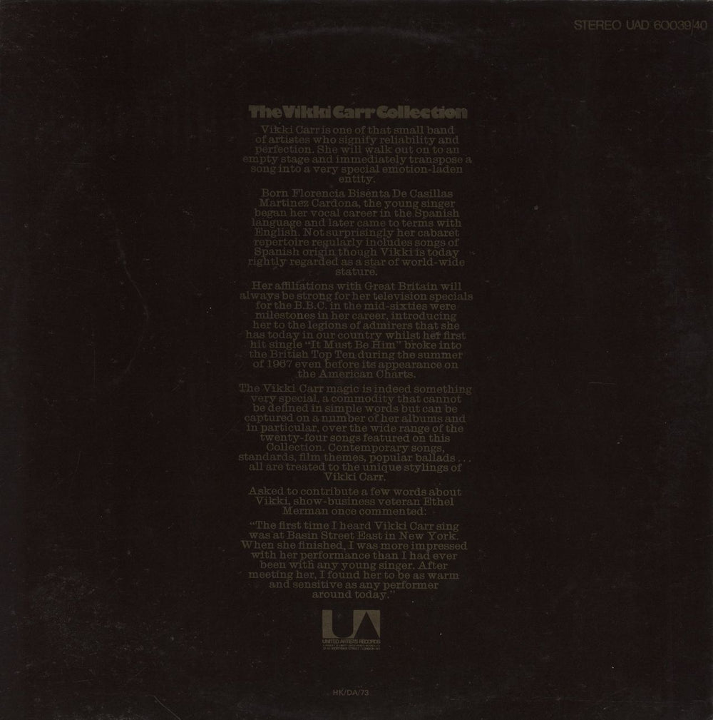 Vikki Carr The Vikki Carr Collection UK 2-LP vinyl record set (Double LP Album)