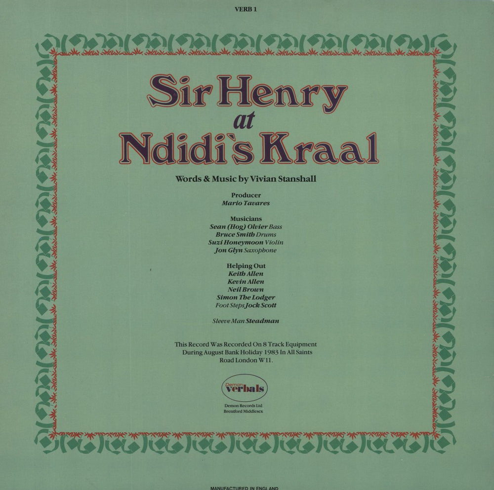Vivian Stanshall Sir Henry At Ndidi's Kraal UK vinyl LP album (LP record)