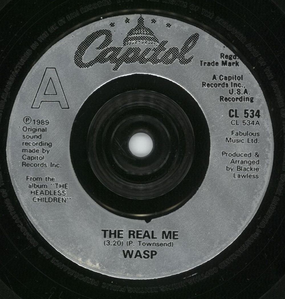 WASP The Real Me UK 7" vinyl single (7 inch record / 45) WAS07TH150603
