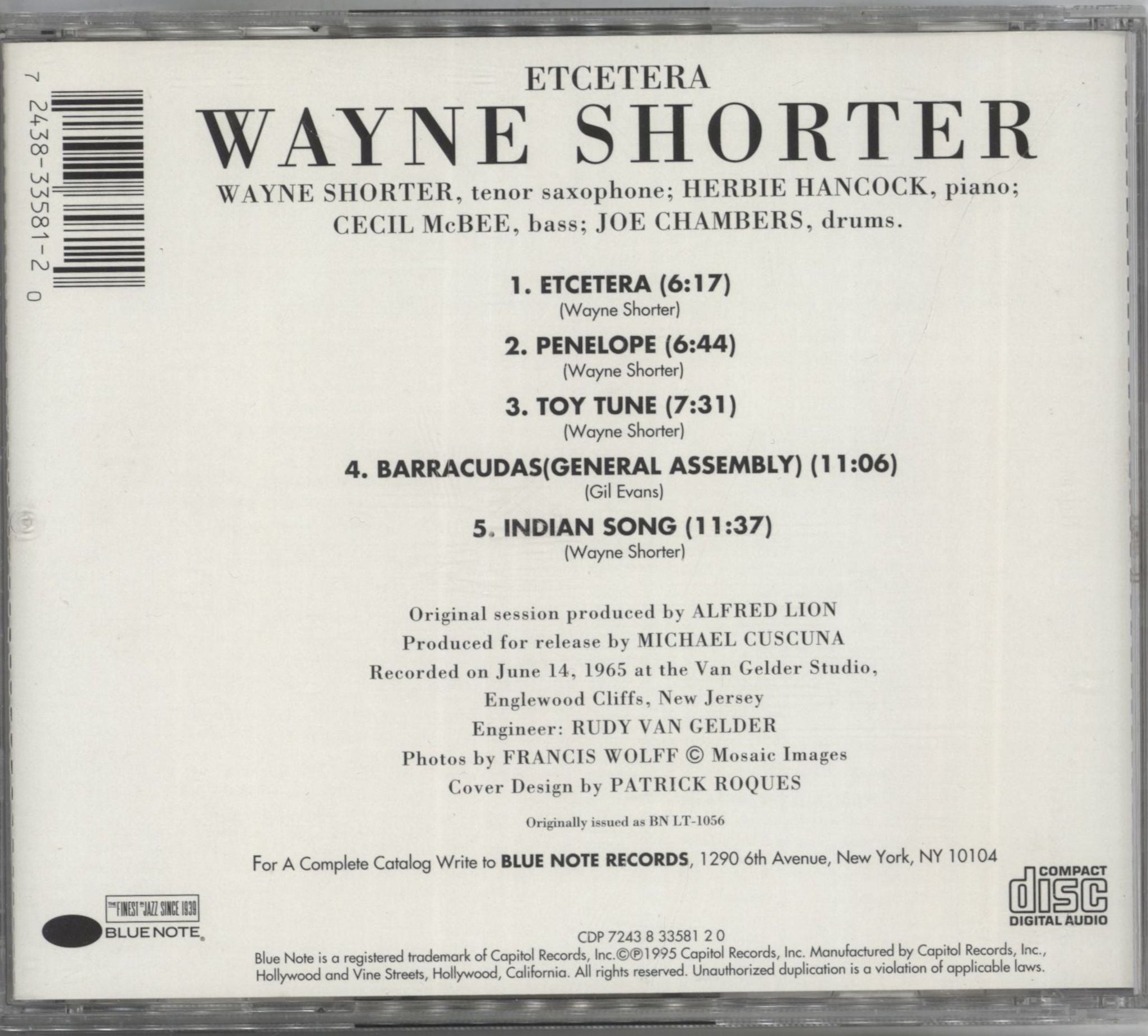 Wayne Shorter Etcetera UK CD album (CDLP)