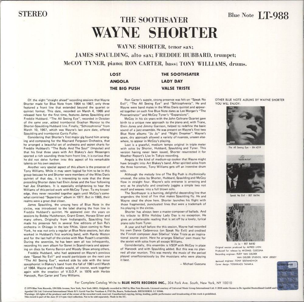 Wayne Shorter The Soothsayer - 180gm Vinyl UK 2-LP vinyl record set (Double LP Album)