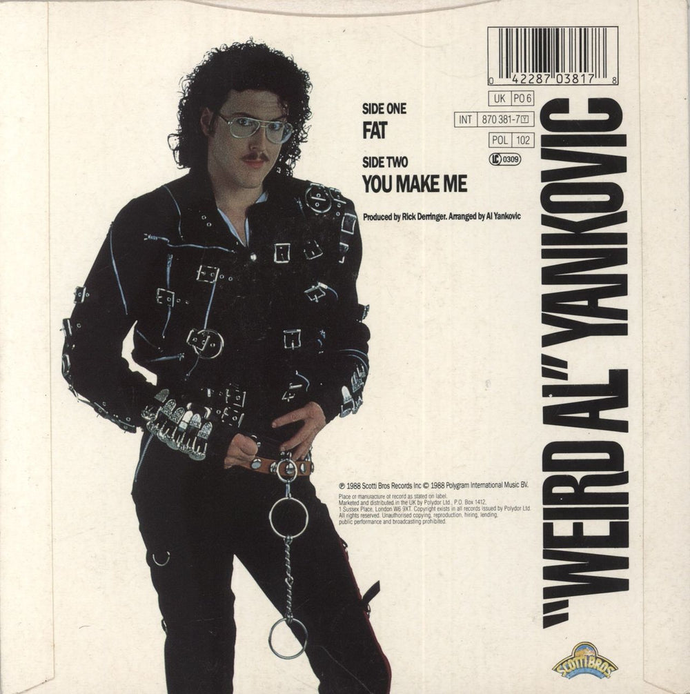 Weird Al Yankovic Fat UK 7" vinyl single (7 inch record / 45) 042287038178