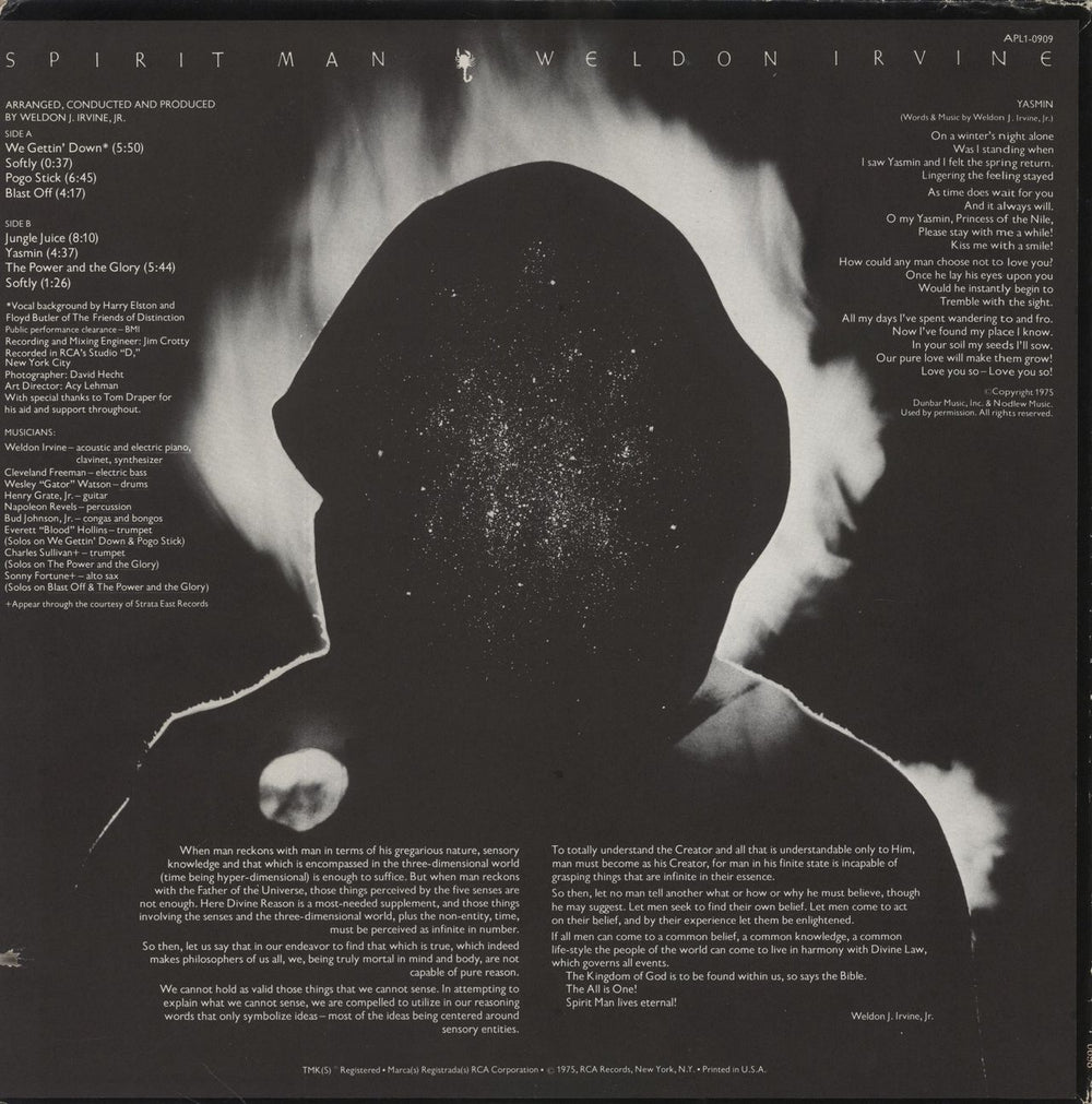 Weldon Irvine Spirit Man US vinyl LP album (LP record)