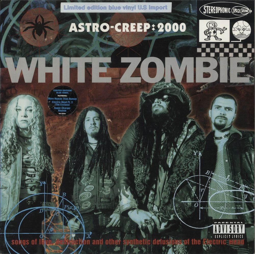 White Zombie Astro-Creep: 2000 - Blue vinyl US vinyl LP album (LP record) GEF-24806