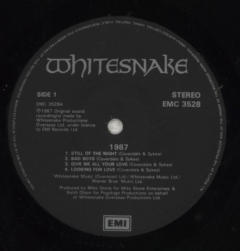 Whitesnake 1987 [Nineteen Eighty-Seven] UK vinyl LP album (LP record) WHILPNI398745