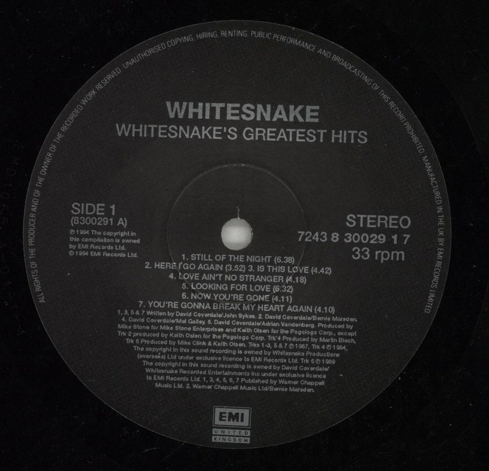 Whitesnake Greatest Hits UK vinyl LP album (LP record) WHILPGR563049