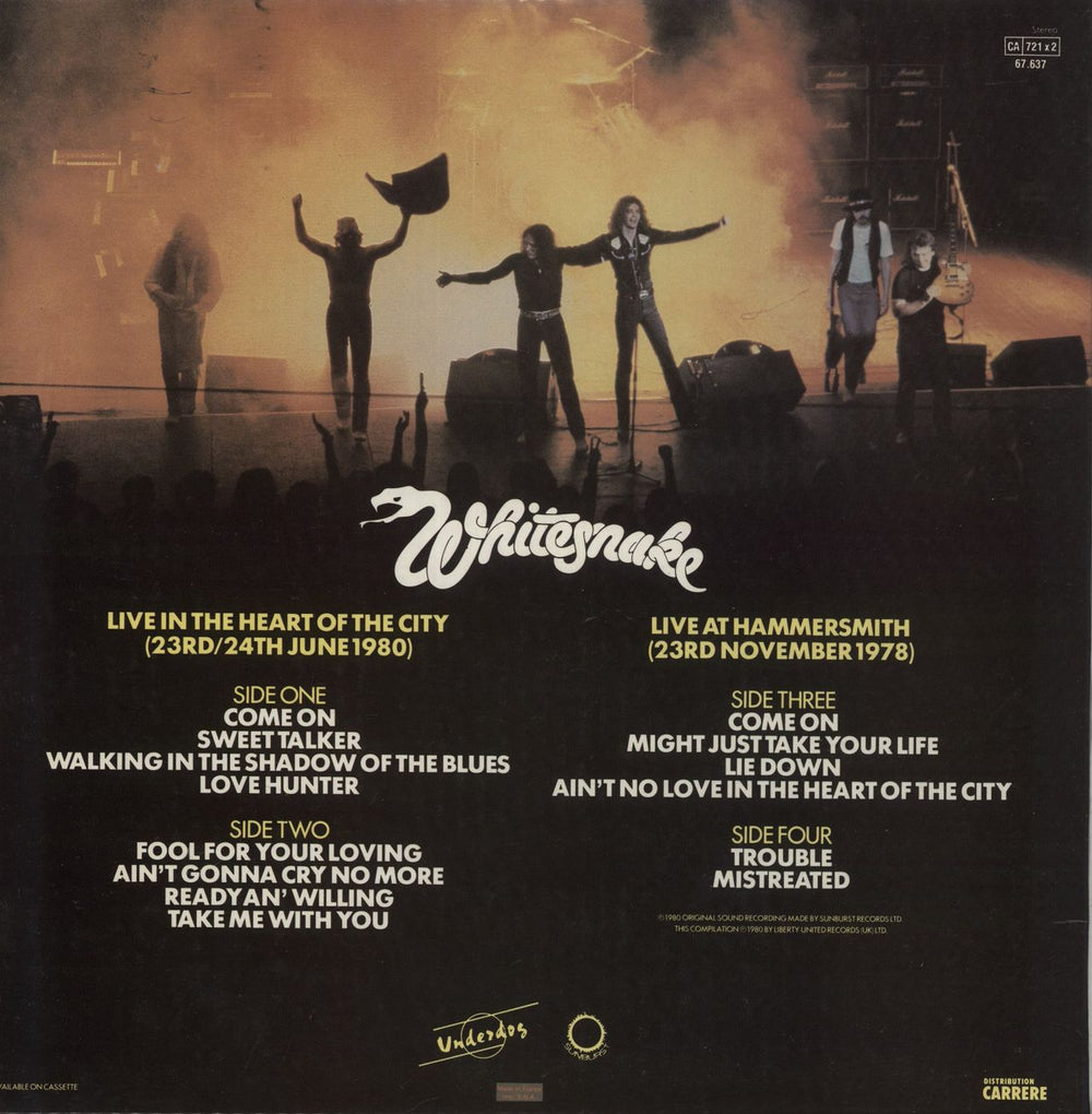 Whitesnake Live... In The Heart Of The City French 2-LP vinyl record set (Double LP Album)