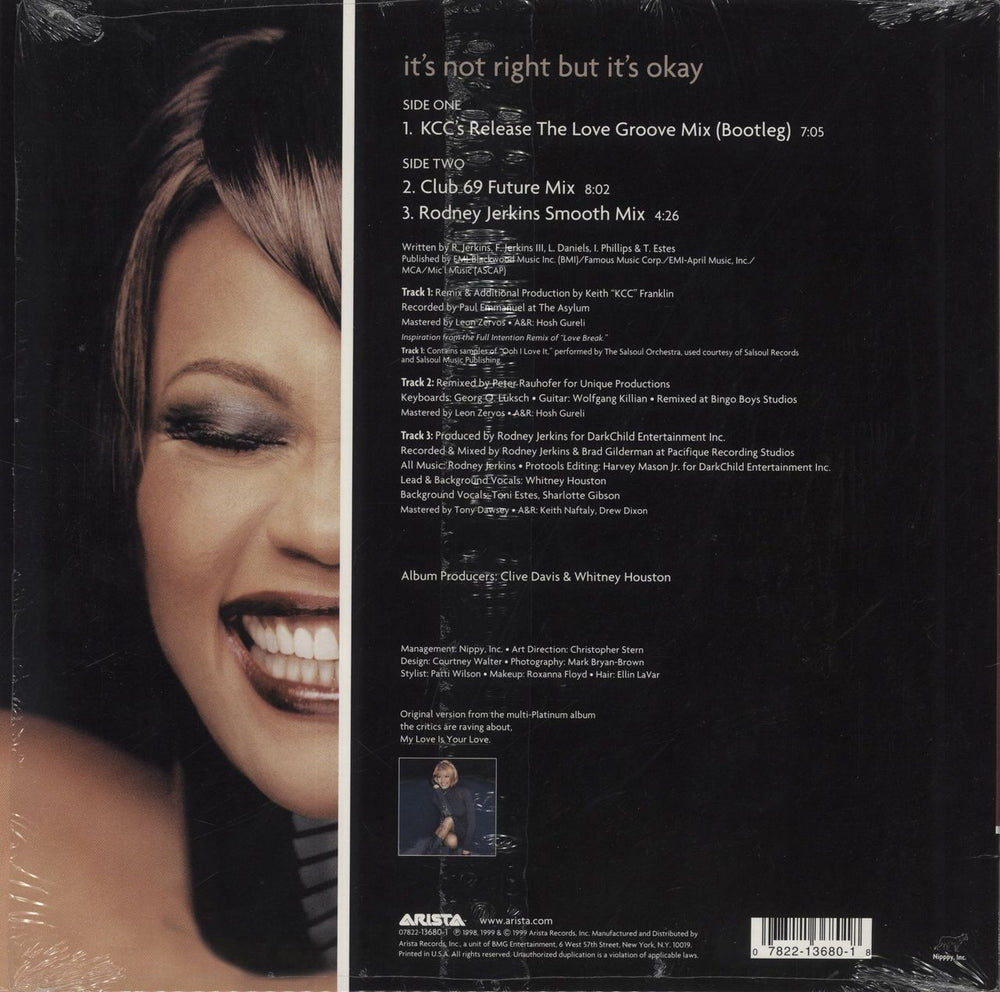 Whitney Houston It's Not Right But It's Okay UK Promo 12" vinyl single (12 inch record / Maxi-single) 078221368018