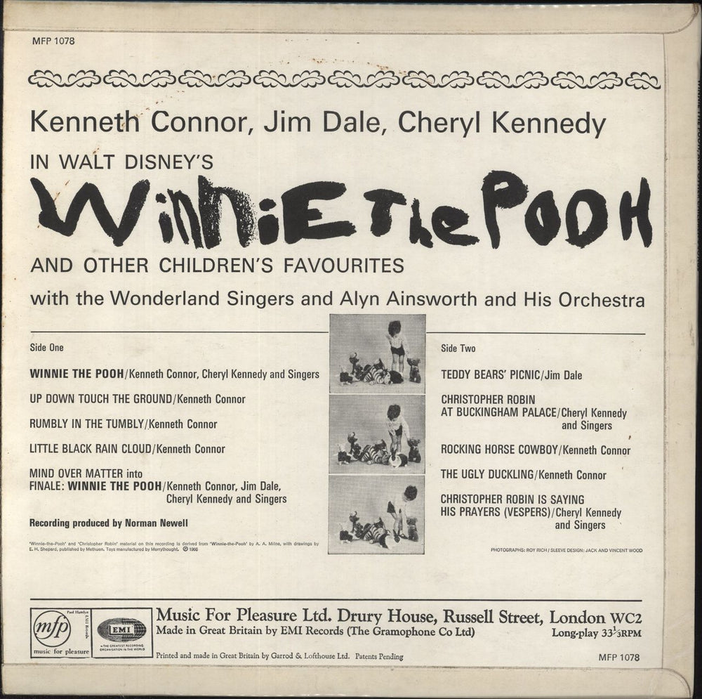 Winnie The Pooh Songs From Walt Disney's Winnie The Pooh And Other Children's Favourites UK vinyl LP album (LP record)