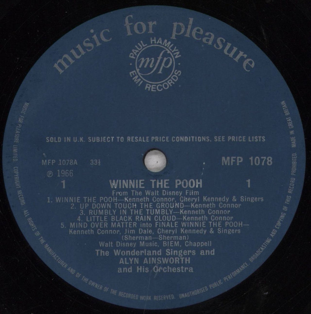 Winnie The Pooh Songs From Walt Disney's Winnie The Pooh And Other Children's Favourites UK vinyl LP album (LP record) YINLPSO843959