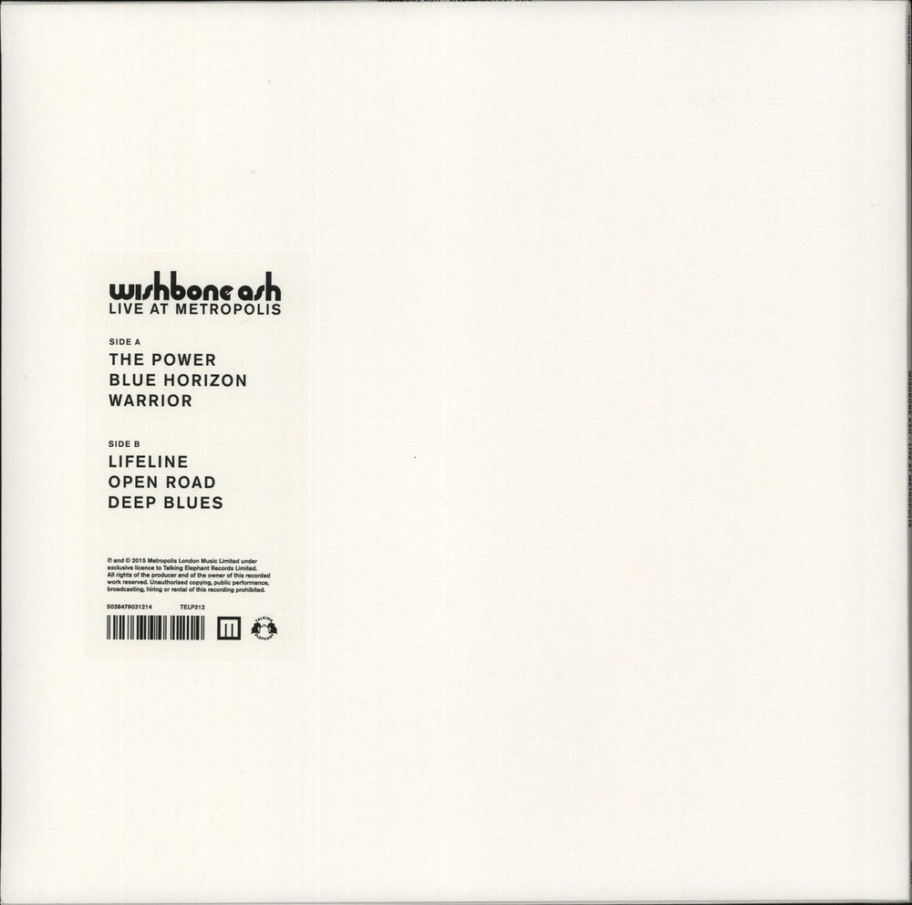Wishbone Ash Live At Metropolis 16/05/15 UK vinyl LP album (LP record) 5028479031214