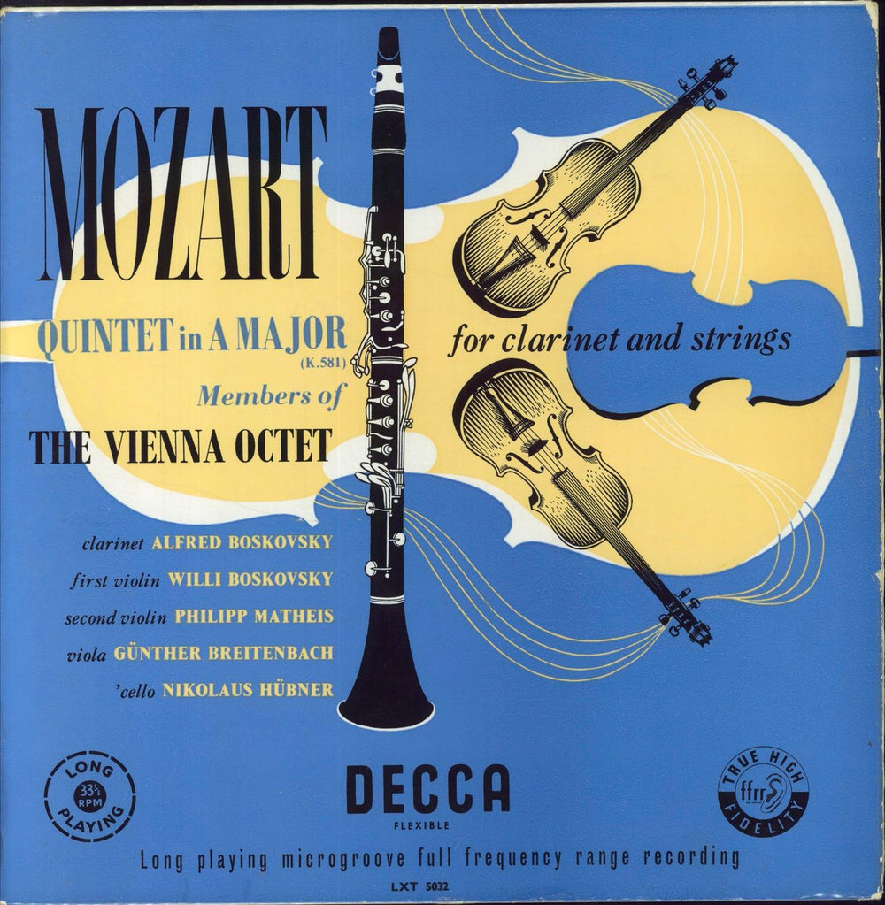 Wolfgang Amadeus Mozart Mozart: Quintet In A Major For Clarinet And Strings (K.581) UK vinyl LP album (LP record) LXT5032