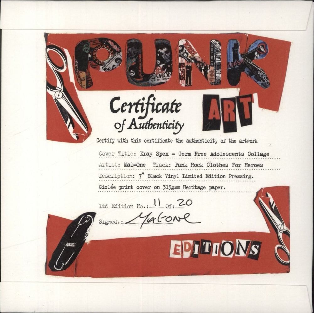 X-Ray Spex Germfree Adolescents - Punk Art sleeve UK 7" vinyl single (7 inch record / 45)