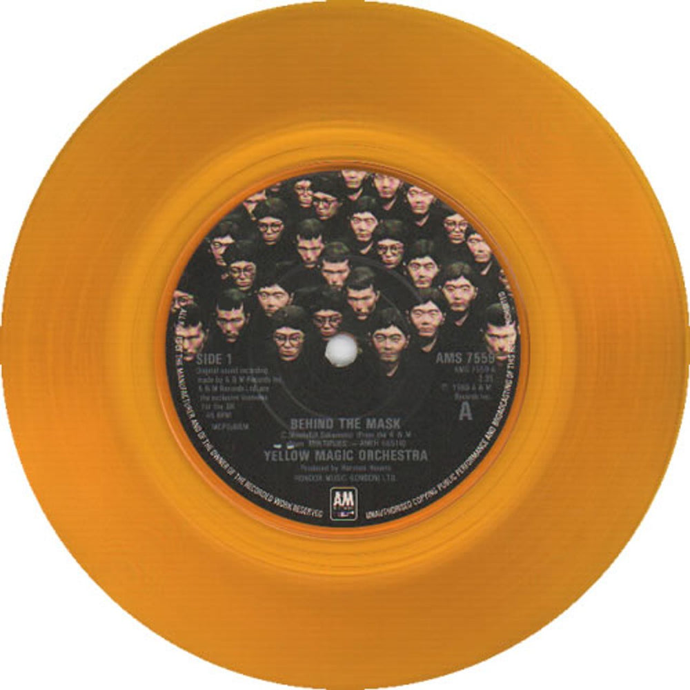 Yellow Magic Orchestra Behind The Mask - Yellow Vinyl UK 7" vinyl single (7 inch record / 45) YMO07BE66313