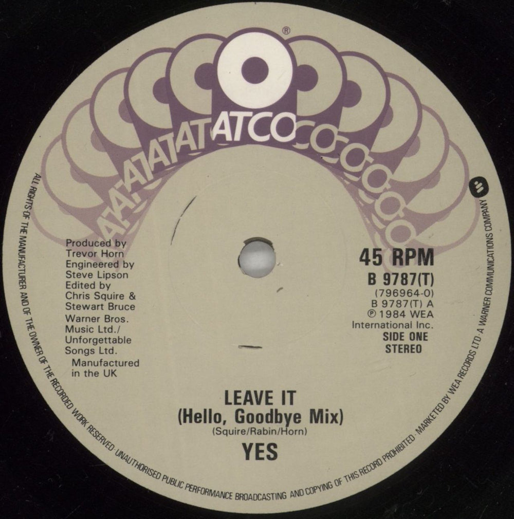 Yes Leave It UK 12" vinyl single (12 inch record / Maxi-single) YES12LE01275