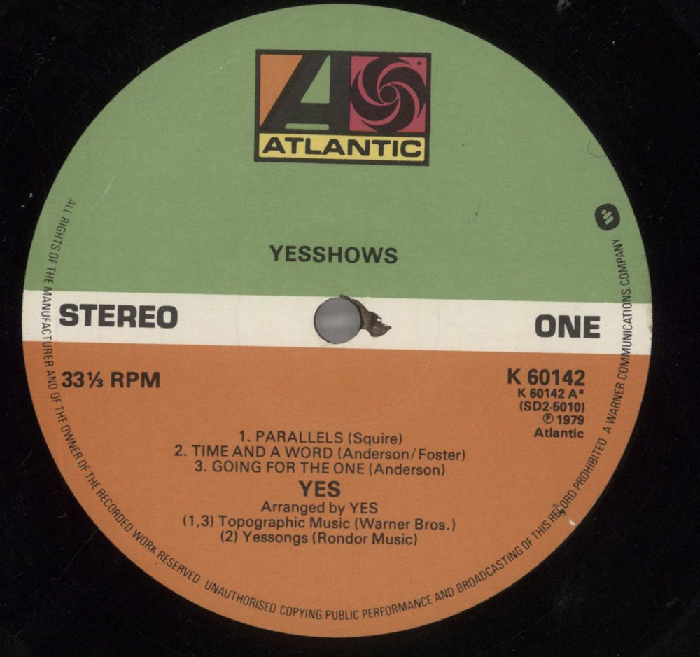 Yes Yesshows UK 2-LP vinyl record set (Double LP Album) YES2LYE86467