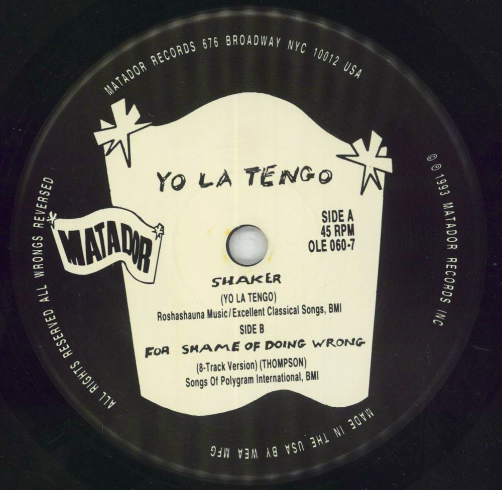 Yo La Tengo Shaker US 7" vinyl single (7 inch record / 45) YLG07SH765024