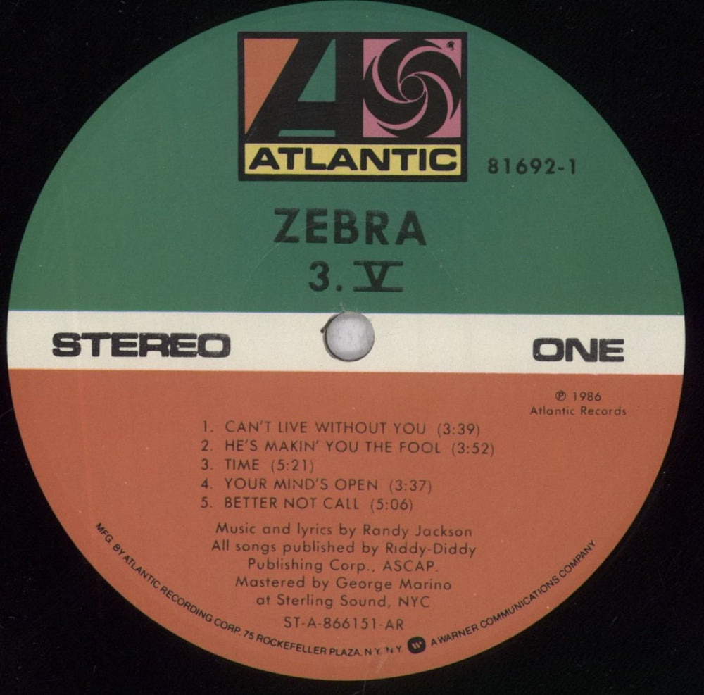 Zebra 3.V - Shrink US vinyl LP album (LP record) ZEBLPVS839218