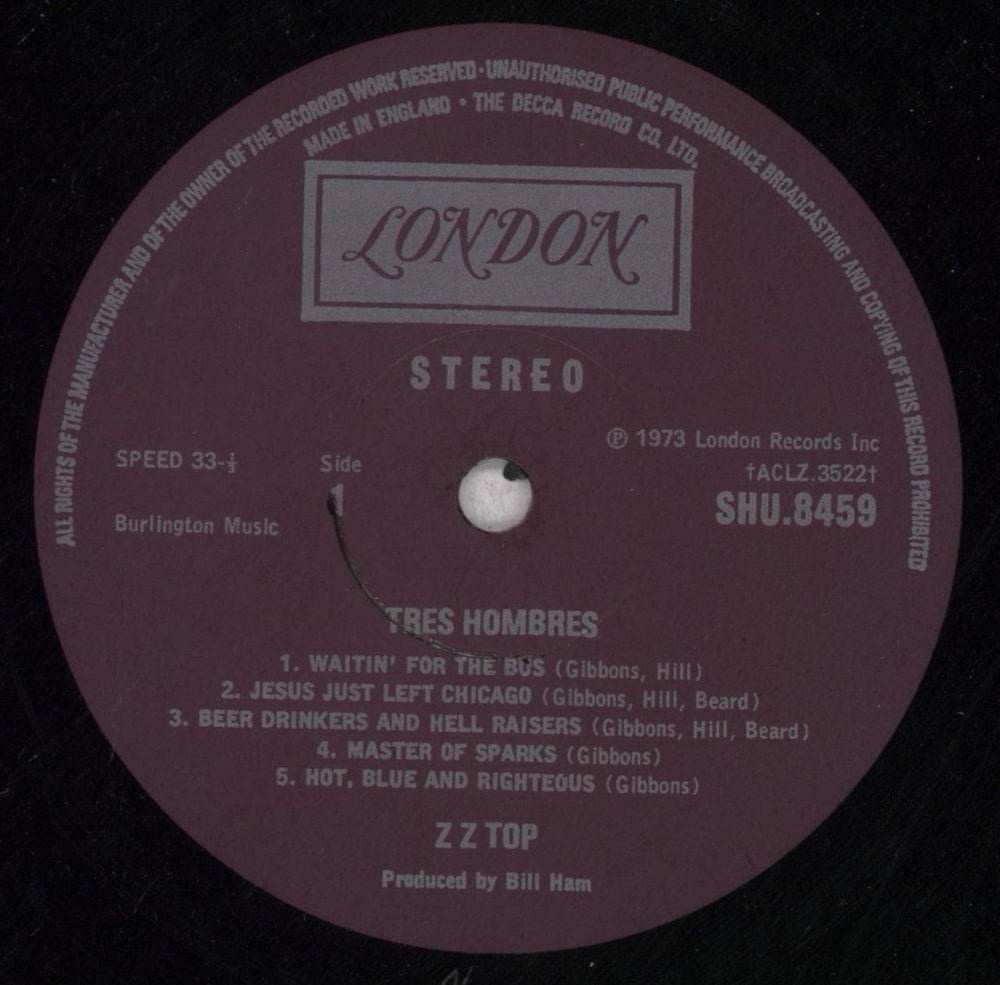 ZZ Top Tres Hombres - VG UK vinyl LP album (LP record) ZZTLPTR847517