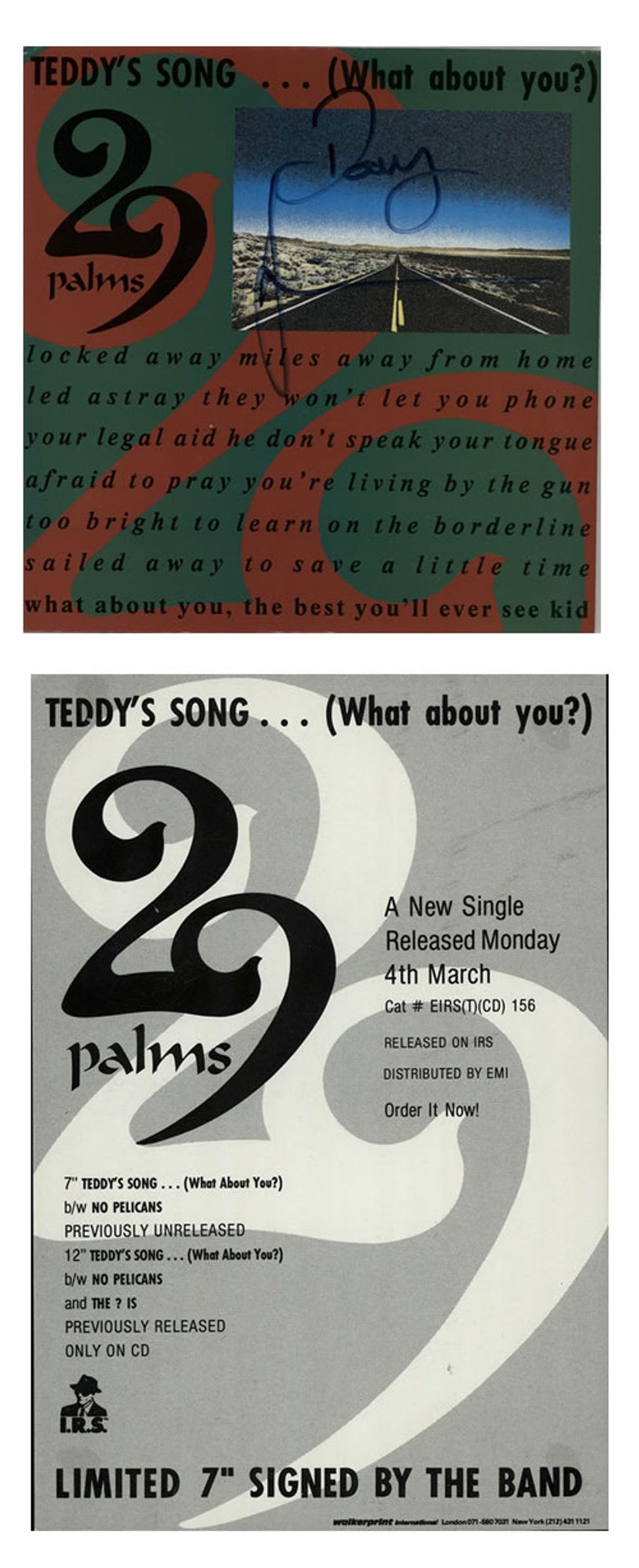 29 Palms Teddy's Song... [What About You?] - 7" + 12" Set UK 12" vinyl single (12 inch record / Maxi-single) 29P12TE575929