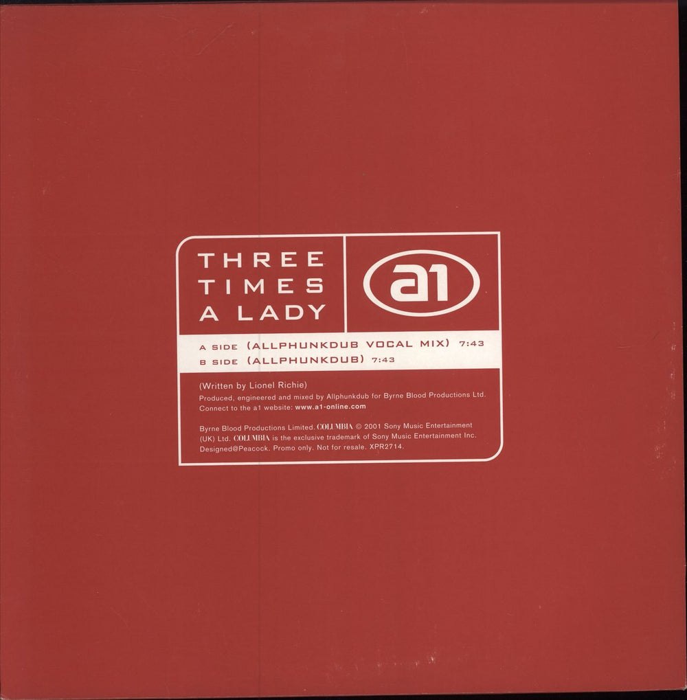 A1 Three Times A Lady UK Promo 12" vinyl single (12 inch record / Maxi-single) A1112TH178828