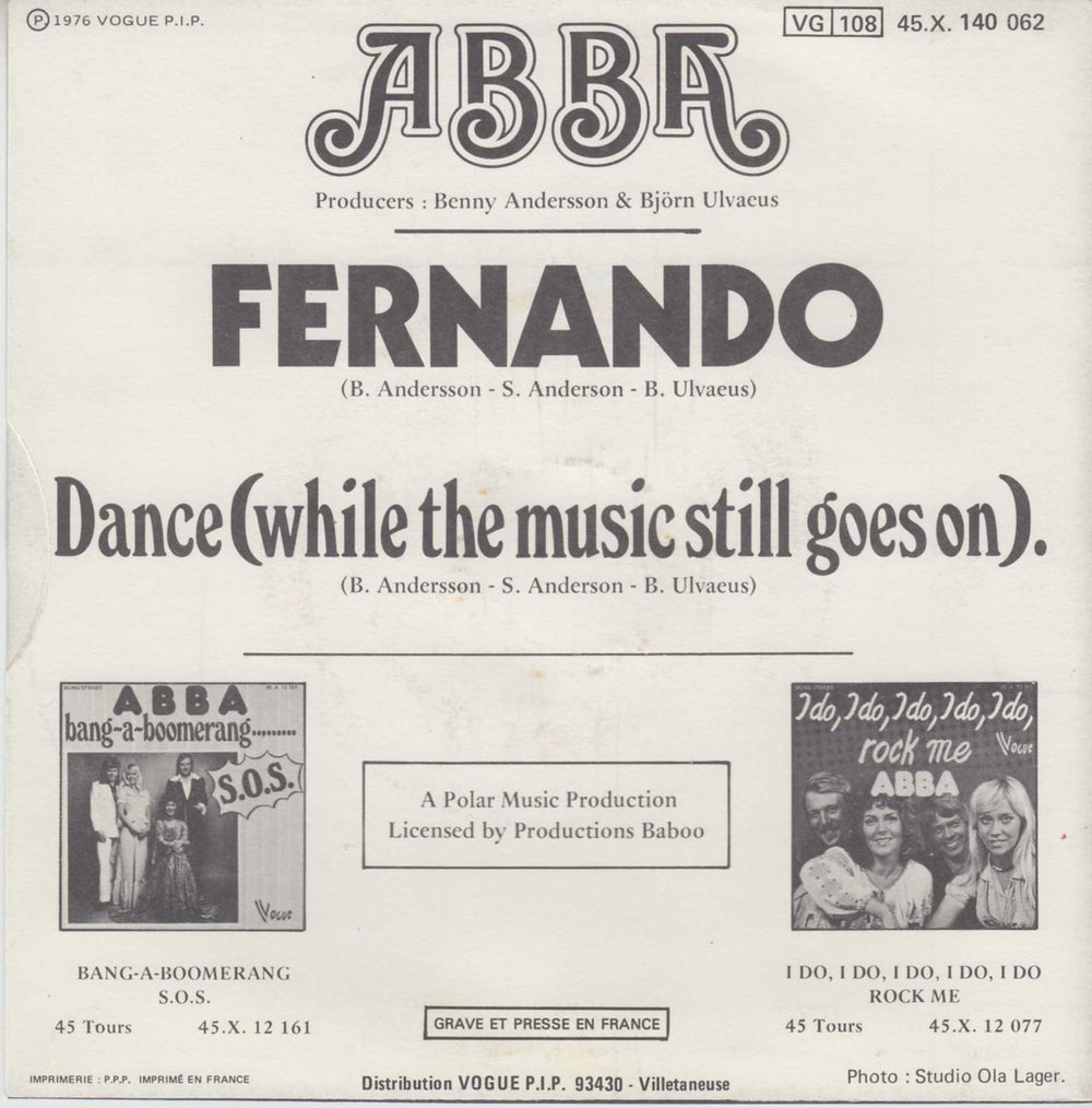 Abba Fernando - Baboo issue French 7" vinyl single (7 inch record / 45)