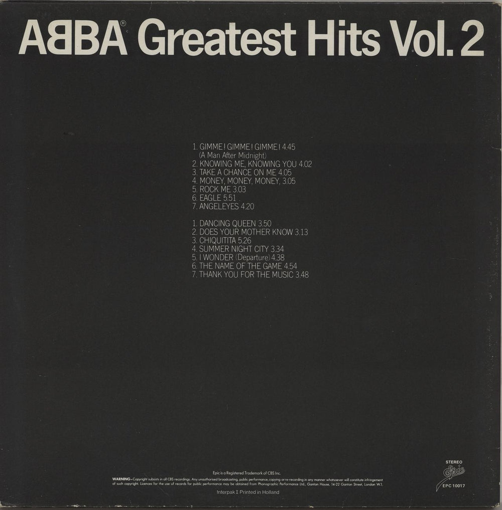 Abba Greatest Hits Vol. 2 Dutch vinyl LP album (LP record)