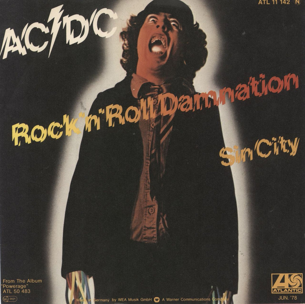 AC/DC Rock 'N' Roll Damnation German 7" vinyl single (7 inch record / 45) ATL11142